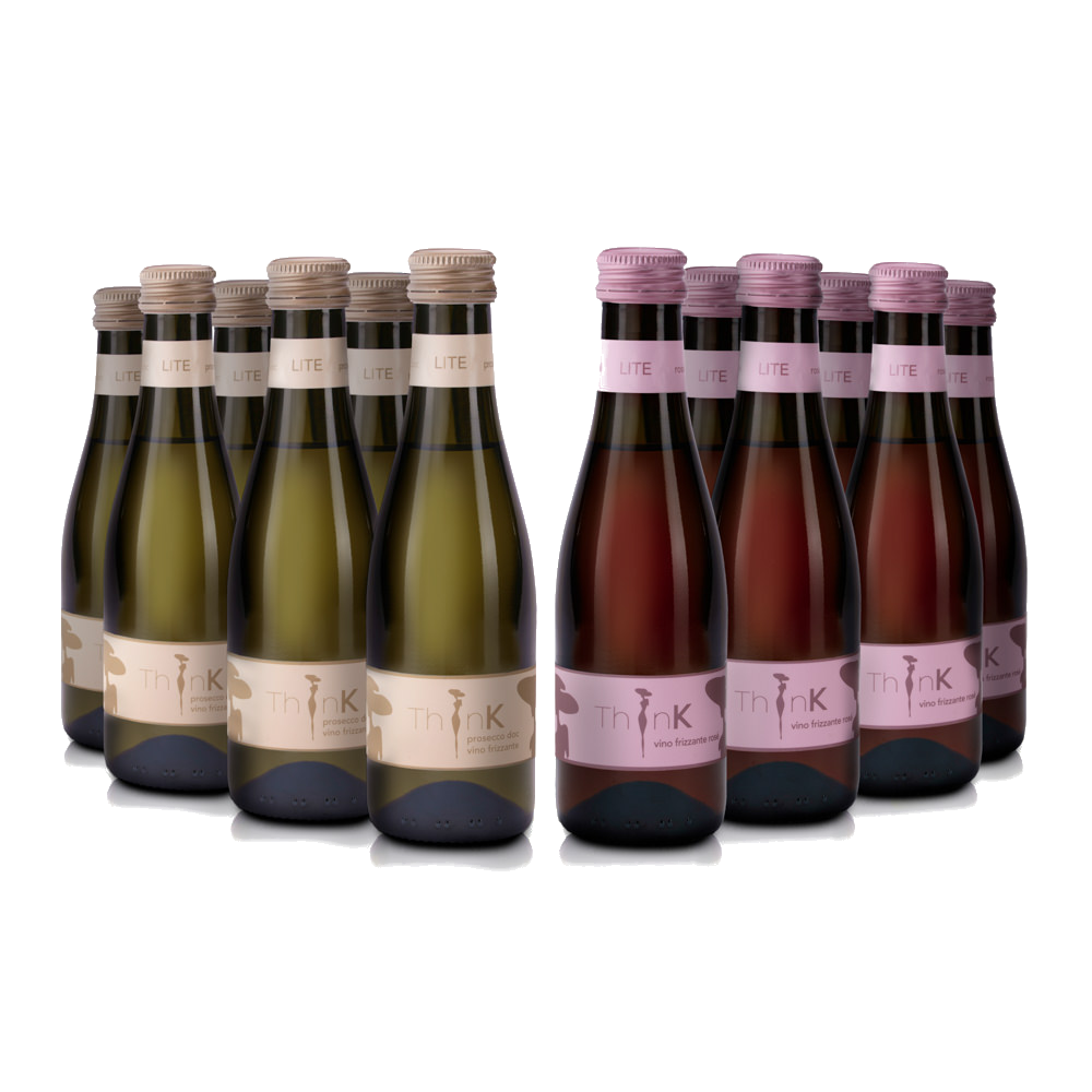 A PNG of multiple bottles of Organic Vegan Piccino Frizzante Prosecco & Sparkling Rosé